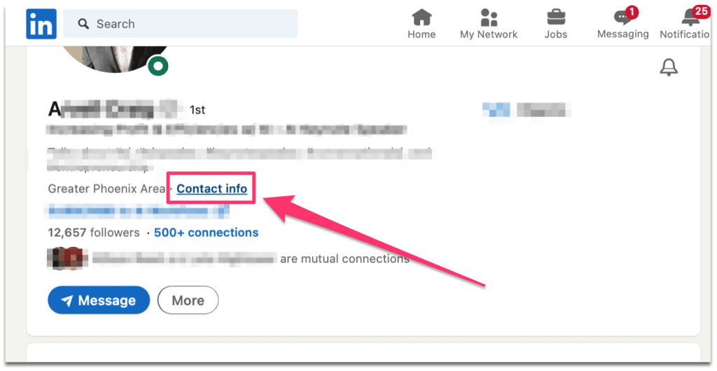 Contact info tab LinkedIn